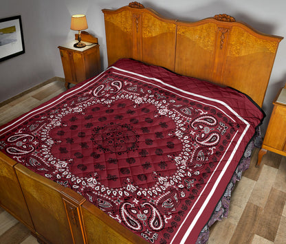 Quilt 2 Black White on Maroon, White Sq