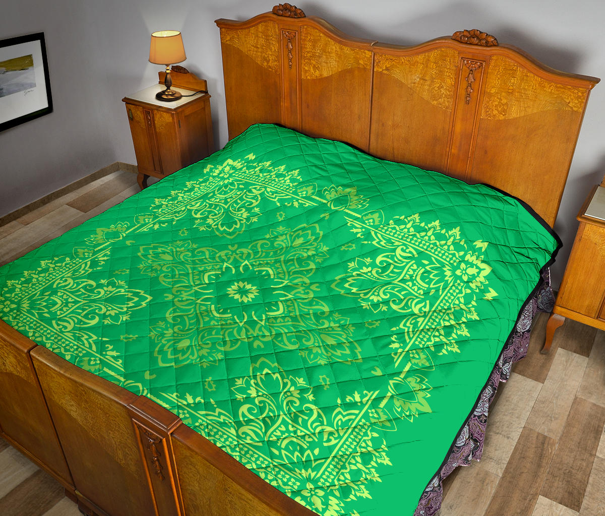Quilt 3 Lime Green on Green Bandana Quilt