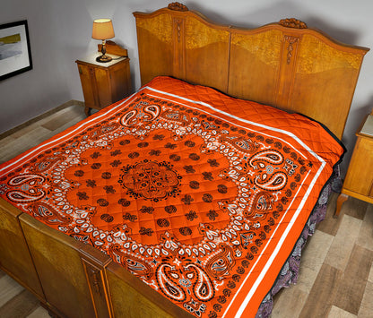 Quilt 2 Black and White on Perfect Orange, White Sq.