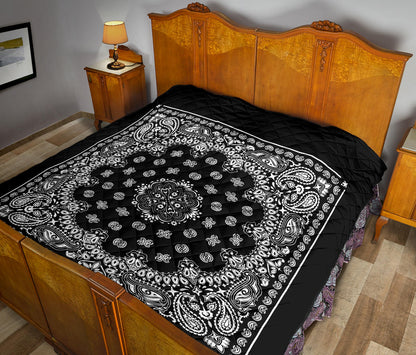 Quilt 2 Square Bandana Style White on Black