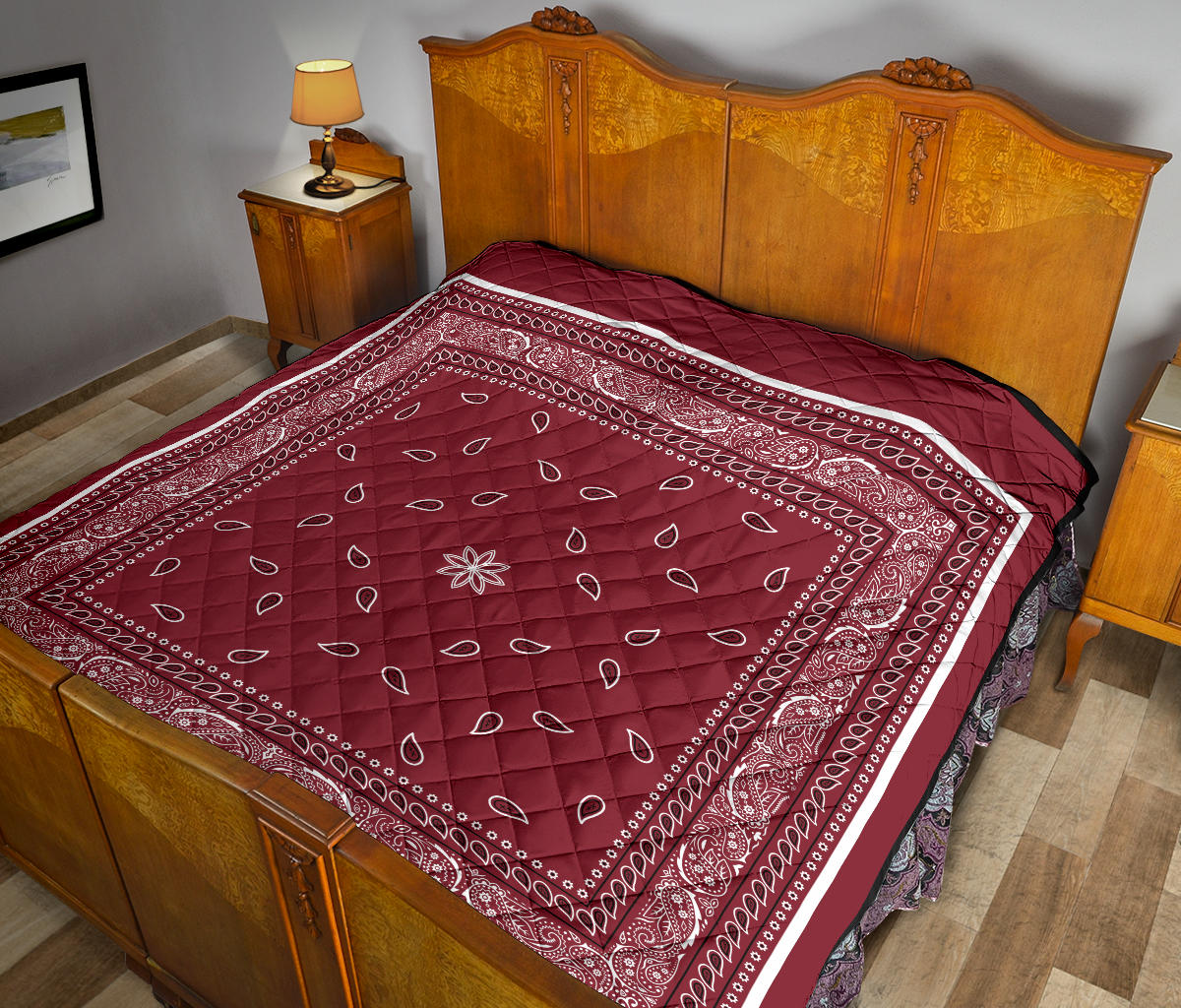 Quilt 4 Black White Maroon Bandana Quilt