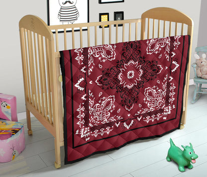 Quilt 3 Black White Maroon Bandana Quilt