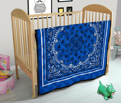 Quilt 2 Black Bandana on Blue White Sq.