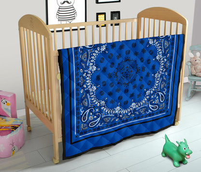 Quilt 2 Black Bandana on Blue Black Sq
