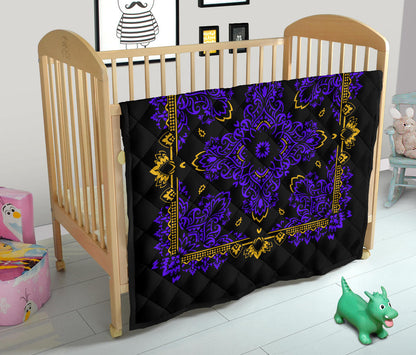 Quilt 3 Violet Gold Bandana on Black