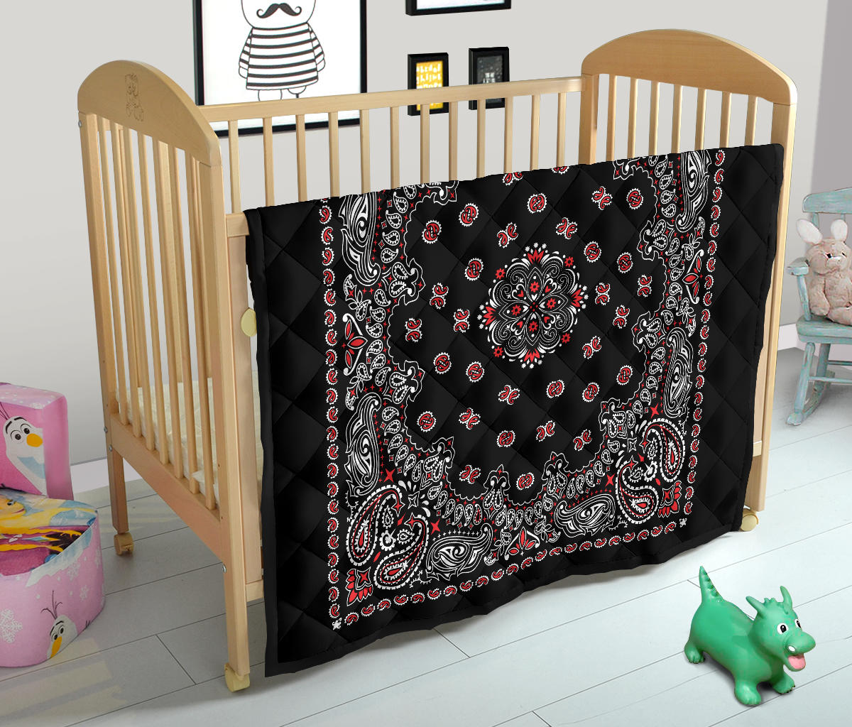 Quilt 2 Red White on Black Bandana Style