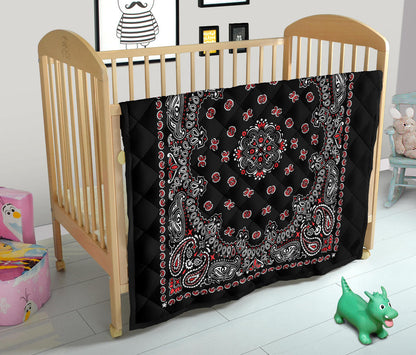 Quilt 2 Red White on Black Bandana Style