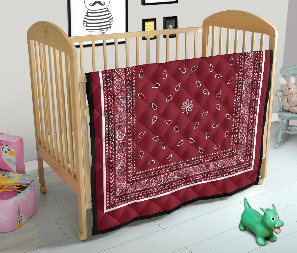 Quilt 4 Black White Maroon Bandana Quilt