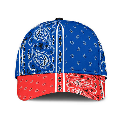 Classic Cap - Cobalt Bandana Style w Red Bill