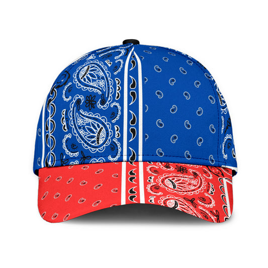 Classic Cap - Cobalt Bandana Style w Red Bill
