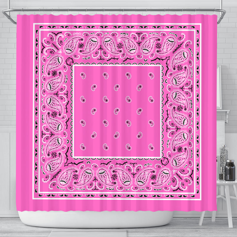 Shower Curtain - Bright Pink Classic Bandana