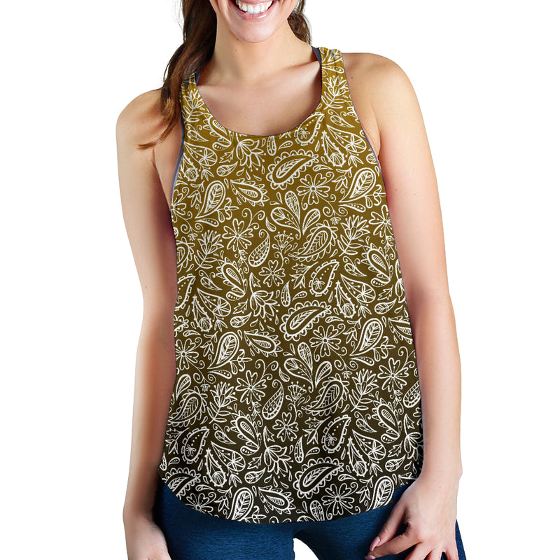 Women's Racerback Tank - White on Gold2Blk