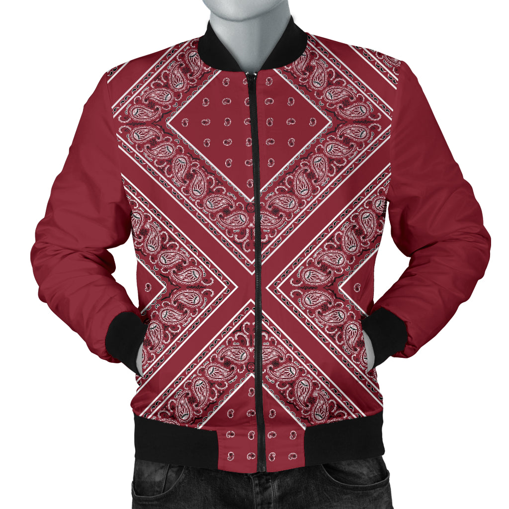 Men's Maroon X Bandana Bomber Jacket