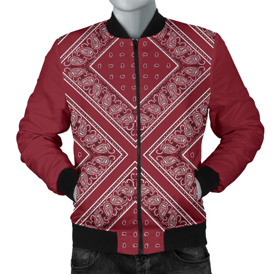 Men's Maroon X Bandana Bomber Jacket