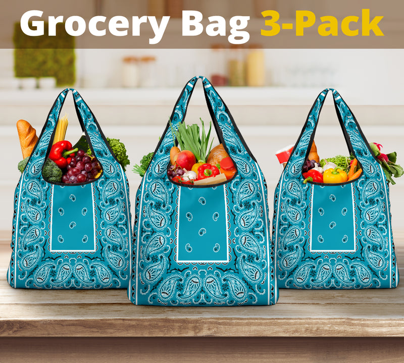 Grocery Bags - Teal OG Bandana 3 Pack