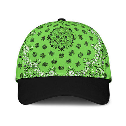 Classic Cap 2 - Black on Lt Green Black Bill