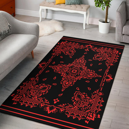 Area Rug Two - Red on Black