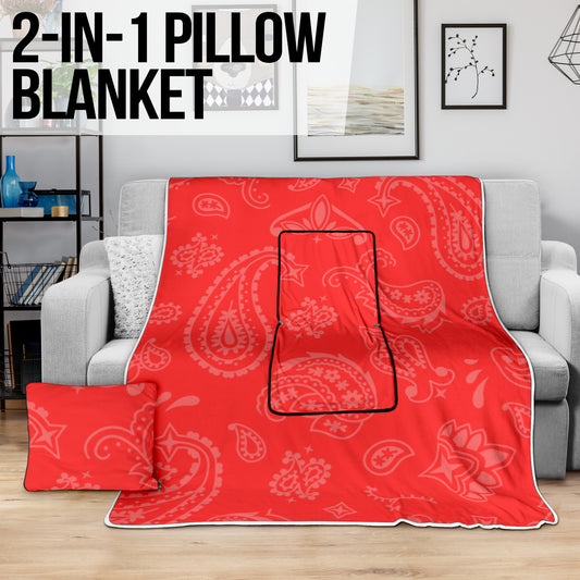 Pillow Blanket - Red with Light Paisley