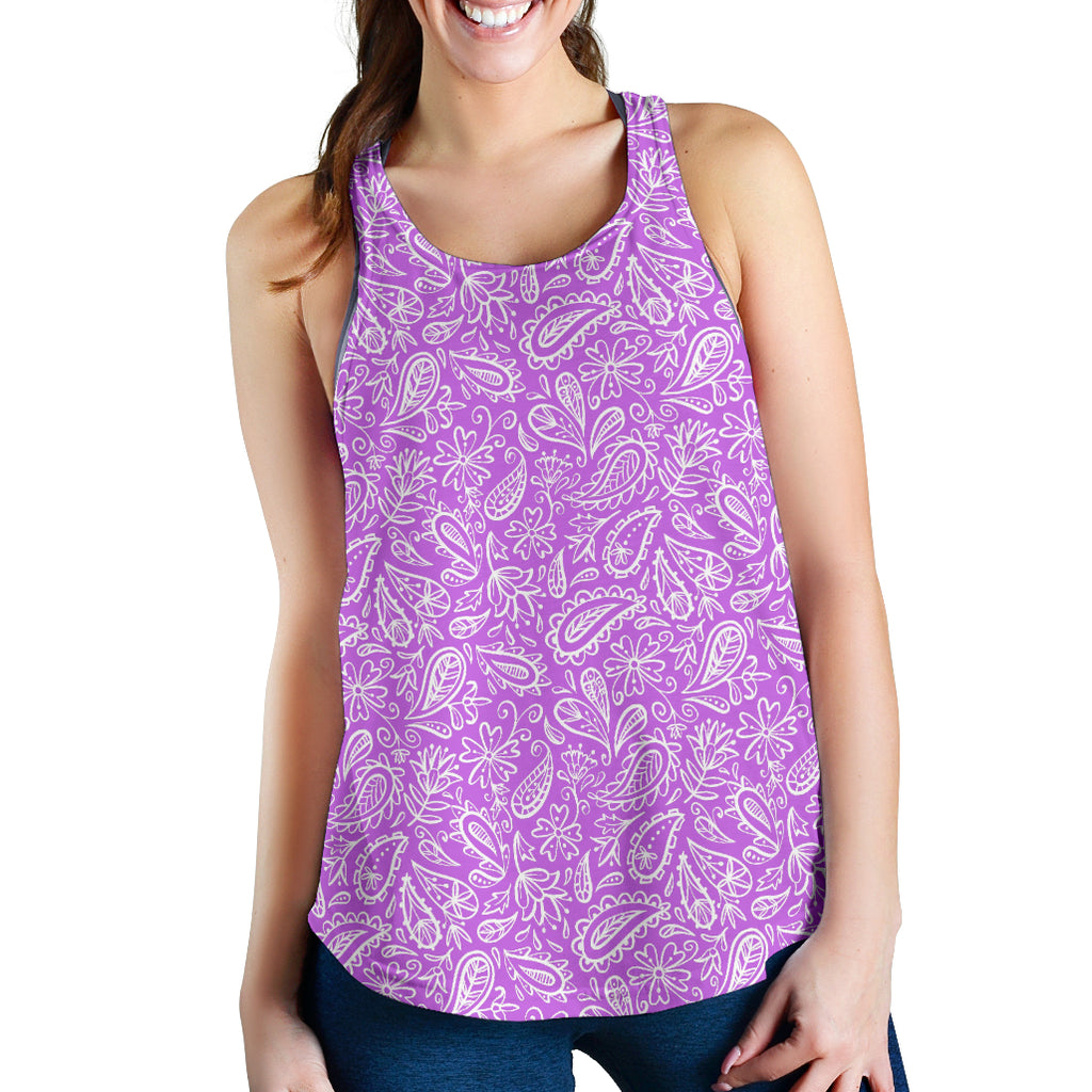 Women's Racerback Tank - White on Magenta