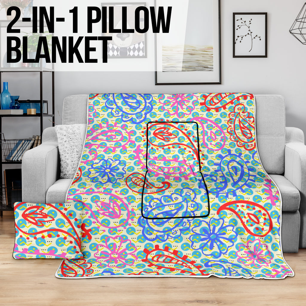Pillow Blanket - ColorFul Paisley and Dots