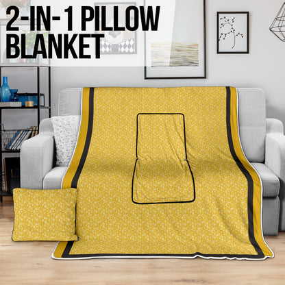 Pillow Blanket - Gold with Black