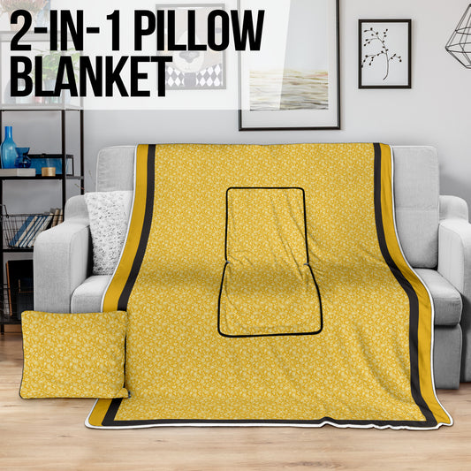 Pillow Blanket - Gold with Black