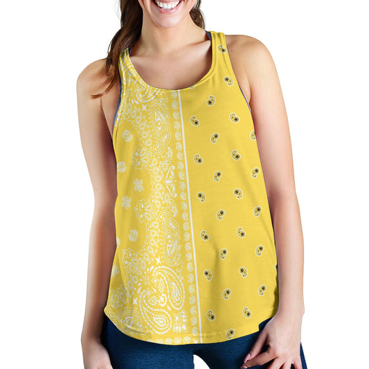 Women's Racerback Tank - Offset White on Yellow