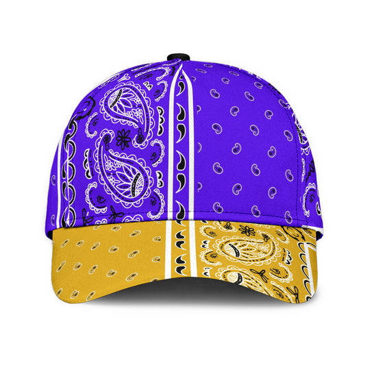 Classic Cap - Purple Bandana Style Gold Bill