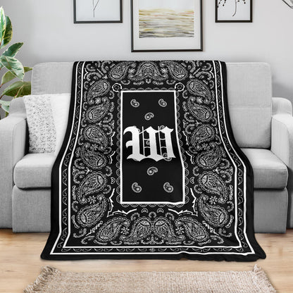 Black Ultra Plush Bandana Blanket - W oe
