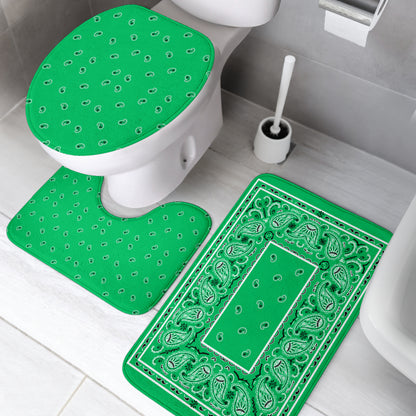 Bathroom Set - Green Bandana 3 Pieces