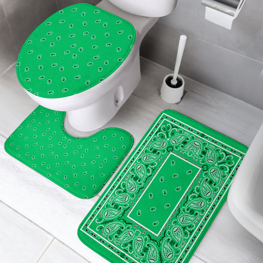 Bathroom Set - Green Bandana 3 Pieces