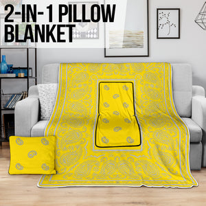Pillow Blanket - Traditional Yellow and White