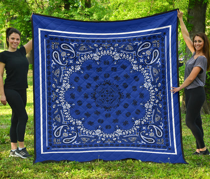 Quilt 2 Black Bandana on Blue White Sq.
