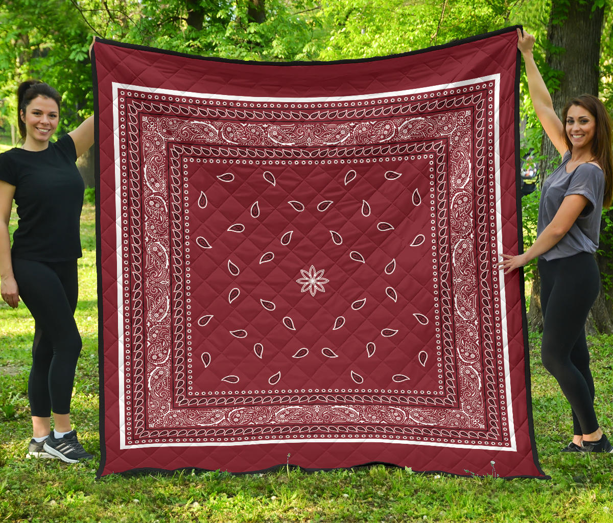 Quilt 4 Black White Maroon Bandana Quilt