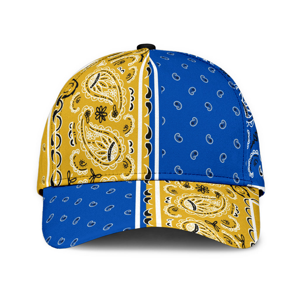 Classic Cap - Bandana Style Cobalt Gold Panels