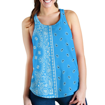 Women's Racerback Tank - Offset White on Lt Blue