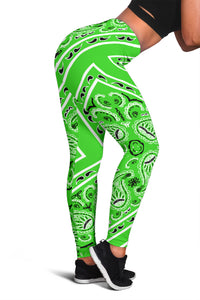 Women's Leggings - Green Bandana