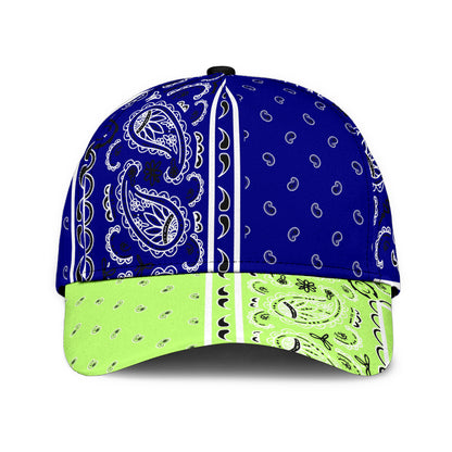 Classic Cap - Navy Bandana Style w Lime