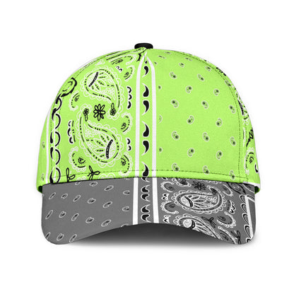 Classic Cap - Lime Bandana Style w Gray Bill