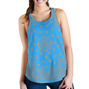 Women's Racerback Tank - Lt Blue and Orange