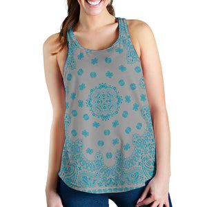 Women's Racerback Tank - Teal on Gray