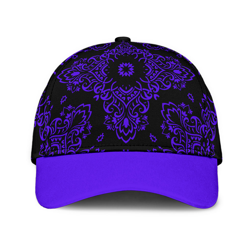 Classic Cap 3 Violet Black Bandana Cap with Violet Bill