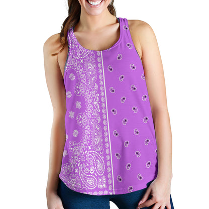 Women's Racerback Tank - Offset White on Magenta