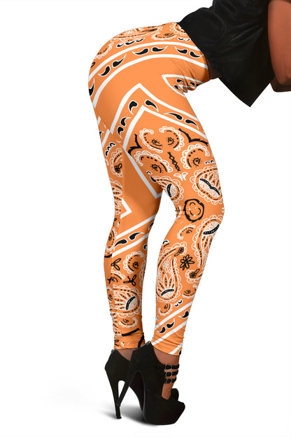 Women's Leggings - Lt. Orange Total Bandana