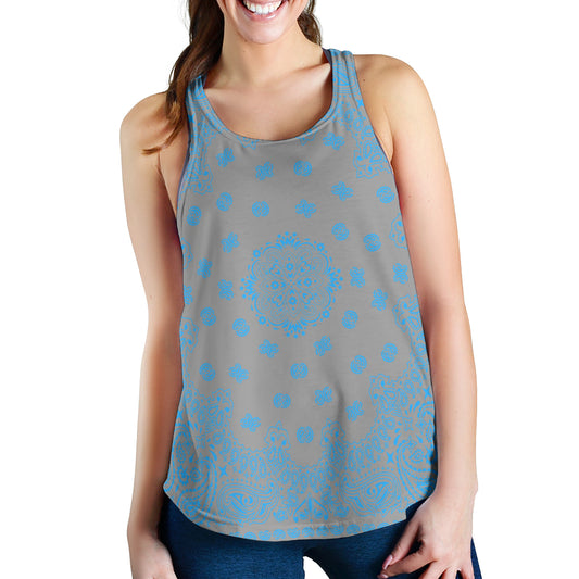 Women's Racerback Tank - Lt Blue on Gray