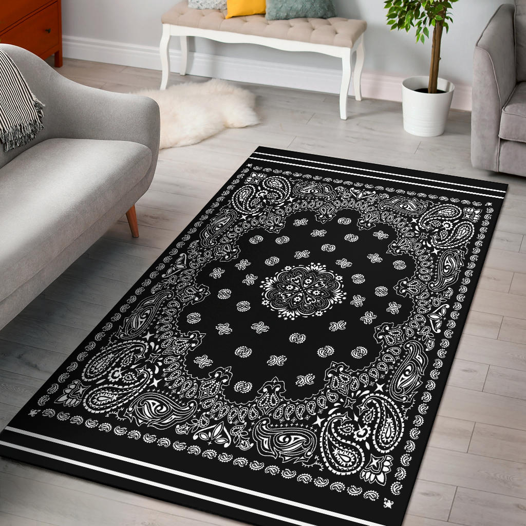 Area Rug One - White on Black