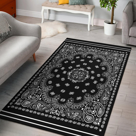 Area Rug One - White on Black