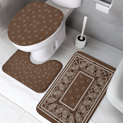 Bathroom Set - Brown Bandana 3 Pieces