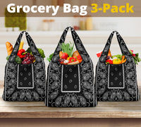 Grocery Bags - Black OG Bandana Grocery Bag 3 pack