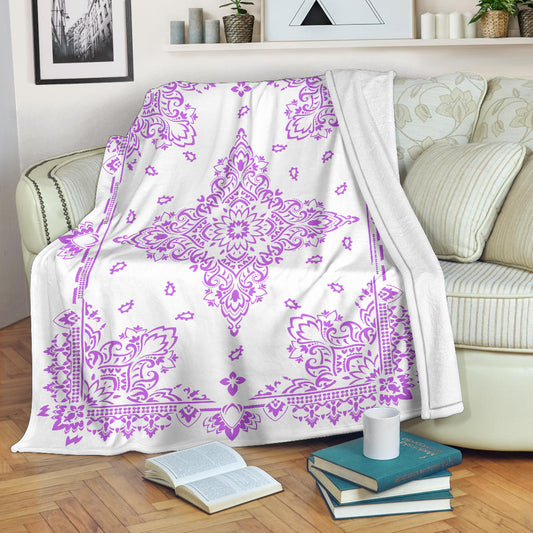 Ultra Plush 3 Magneta on White Bandana Throw Blanket